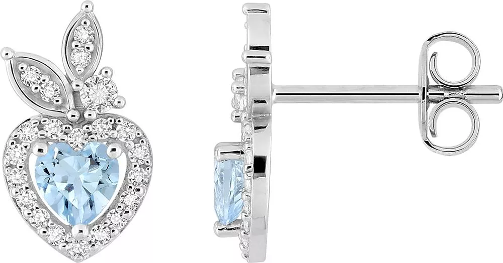 Boucles d'oreilles Clous Argent Franseska Zirconium Blanc Bleu - Boucles d'oreilles en Argent 925 - Bijoux en Vogue