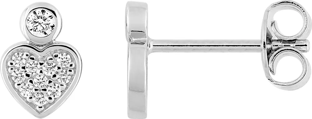 Boucles d'oreilles Clous Argent Foncine Zirconium Coeur - Boucles d'oreilles en Argent 925 - Bijoux en Vogue