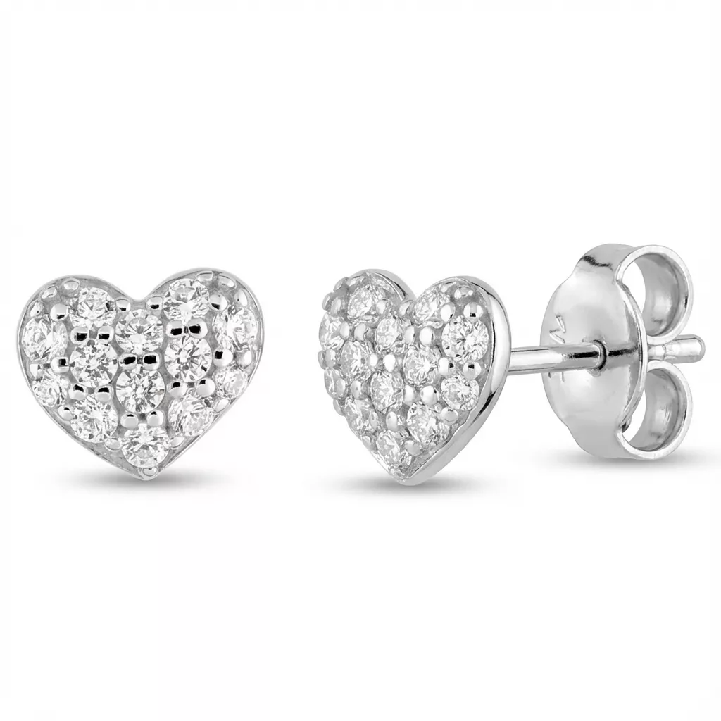 Boucles d'oreilles Clous Argent Dalaise Zirconium Coeur - Boucles d'oreilles en Argent 925 - Bijoux en Vogue