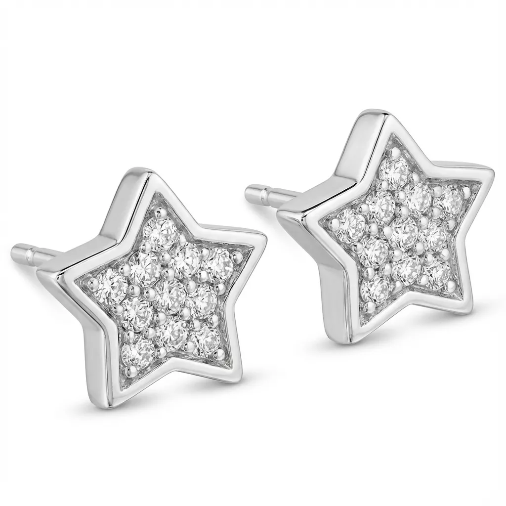 Boucles d'oreilles Clous Argent Sitara Zirconium Étoile - Boucles d'oreilles en Argent 925 - Bijoux en Vogue