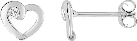 Boucles d'oreilles Clous Argent Capinha Zirconium Coeur - Boucles d'oreilles en Argent 925 - Bijoux en Vogue