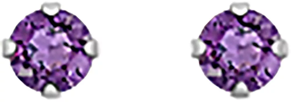 Boucles d'oreilles Clous Or Blanc Codina Améthyste - Boucles d'oreilles en Or 375 9k - Bijoux en Vogue