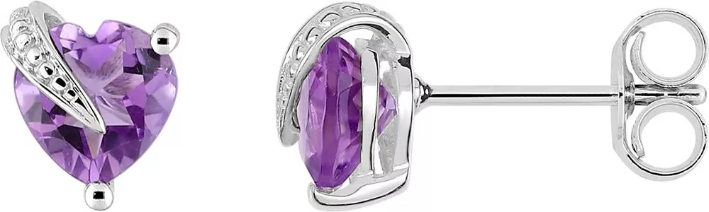 Boucles d'oreilles Clous Or Blanc Evquenievna Améthyste - Boucles d'oreilles en Or 375 9k - Bijoux en Vogue