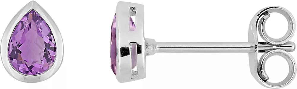 Boucles d'oreilles Clous Or Blanc Youghourtha Améthyste - Boucles d'oreilles en Or 375 9k - Bijoux en Vogue