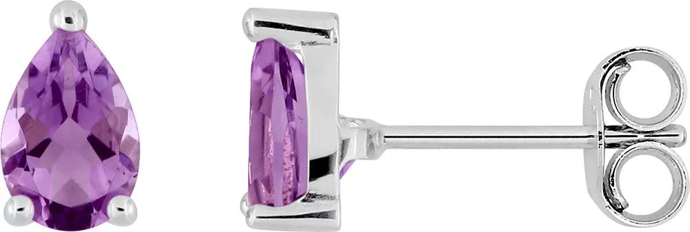 Boucles d'oreilles Clous Or Blanc Boaza Améthyste - Boucles d'oreilles en Or 375 9k - Bijoux en Vogue