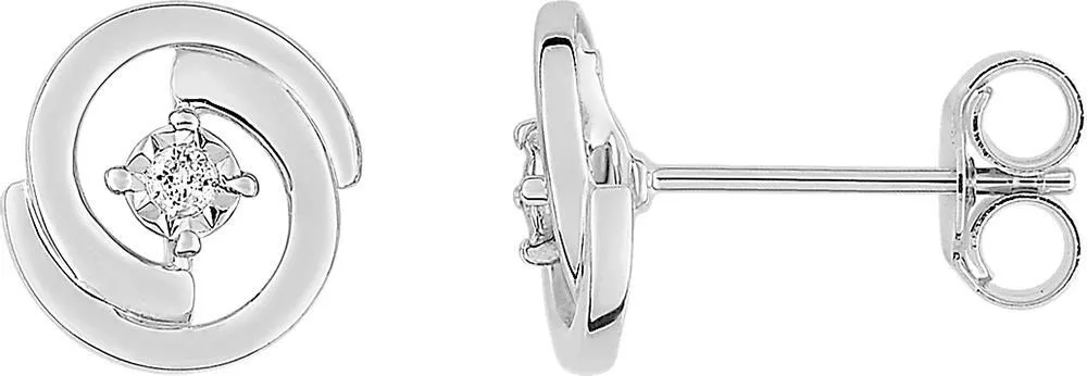 Boucles d'oreilles Clous Or Blanc Diamant - Boucles d'oreilles en Or 375 9k