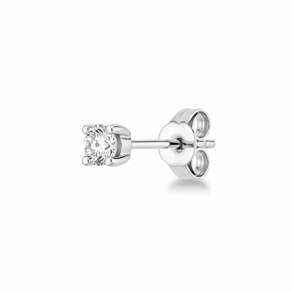 Boucles d'oreilles Clous Or Blanc Diamant - Boucles d'oreilles en Or 375 9k