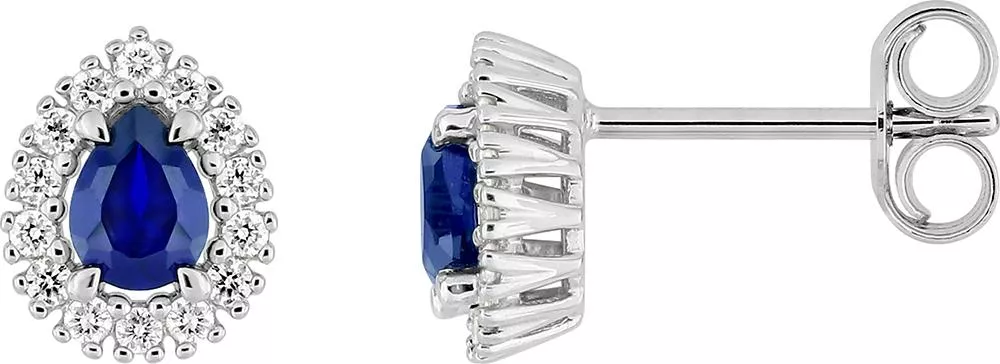 Boucles d'oreilles Clous Or Blanc Sodia Diamant Saphir - Boucles d'oreilles en Or 375 9k - Bijoux en Vogue