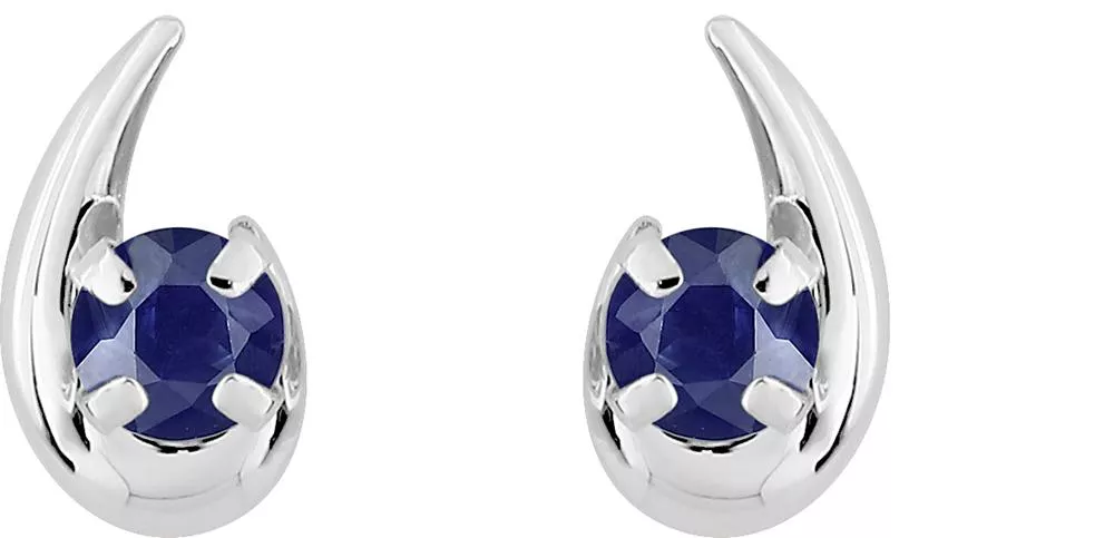 Boucles d'oreilles Clous Or Blanc Hitylima Saphir - Boucles d'oreilles en Or 375 9k - Bijoux en Vogue