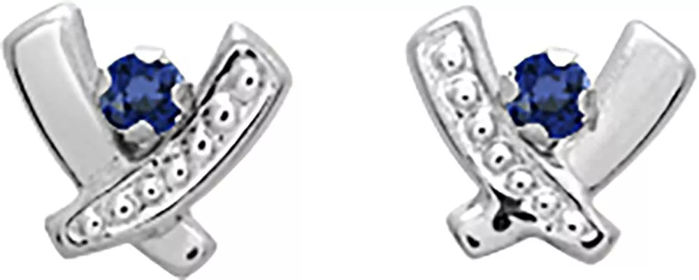 Boucles d'oreilles Clous Or Blanc Zaine Saphir - Boucles d'oreilles en Or 375 9k - Bijoux en Vogue