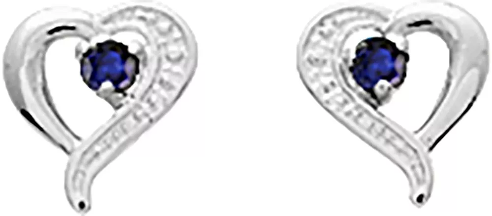 Boucles d'oreilles Clous Or Blanc Melodine Saphir Coeur - Boucles d'oreilles en Or 375 9k - Bijoux en Vogue