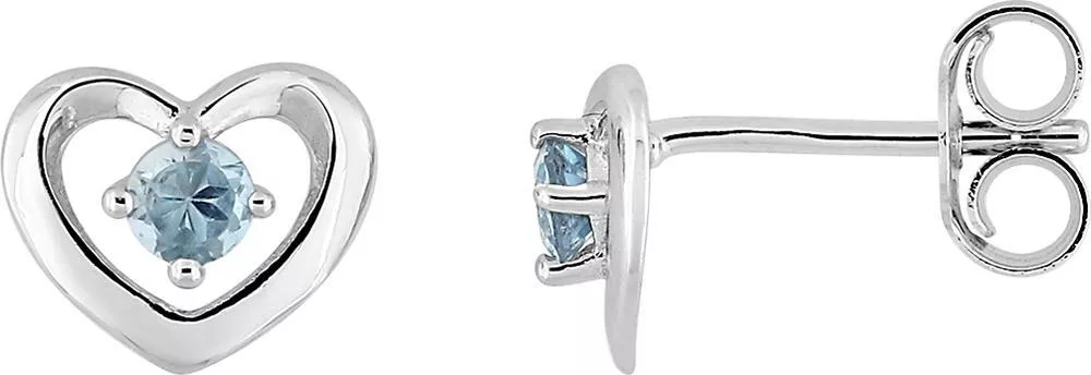 Boucles d'oreilles Clous Or Blanc Mirna bleu Topaze Coeur - Boucles d'oreilles en Or 375 9k - Bijoux en Vogue