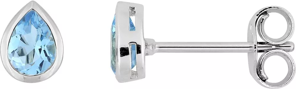 Boucles d'oreilles Clous Or Blanc Vehinevaiama bleu Topaze - Boucles d'oreilles en Or 375 9k - Bijoux en Vogue