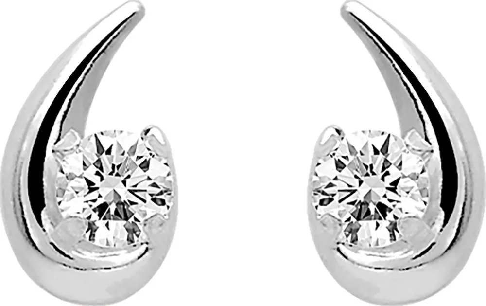 Boucles d'oreilles Clous Or Blanc Chunfang Zirconium - Boucles d'oreilles en Or 375 9k