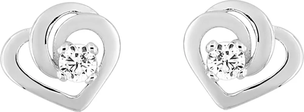 Boucles d'oreilles Clous Or Blanc Aurya Zirconium Coeur - Boucles d'oreilles en Or 375 9k - Bijoux en Vogue