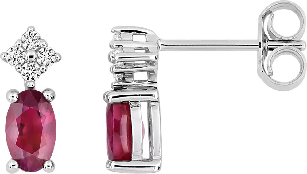 Boucles d'oreilles Clous Or Blanc Santuccha Zirconium Rubis - Boucles d'oreilles en Or 375 9k - Bijoux en Vogue