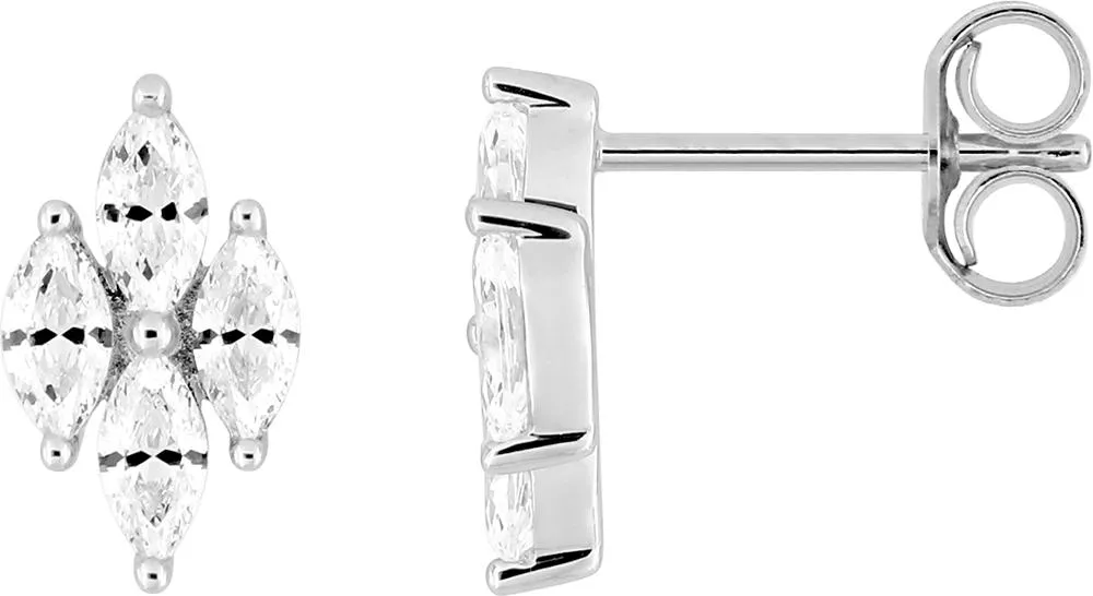 Boucles d'oreilles Clous Or Blanc Finoana Zirconium - Boucles d'oreilles en Or 375 9k - Bijoux en Vogue