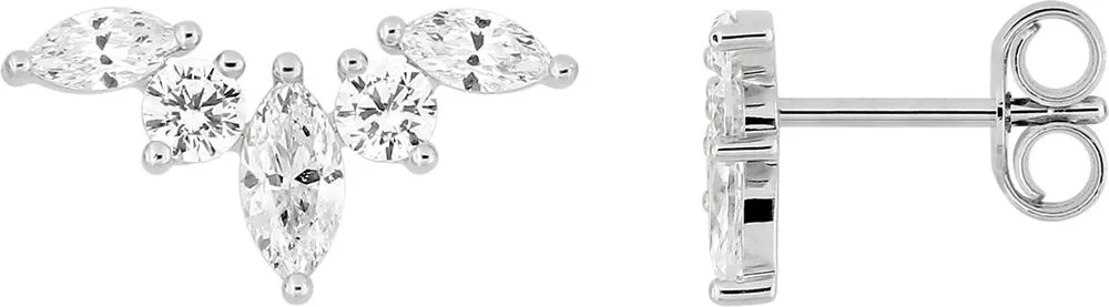 Boucles d'oreilles Clous Or Blanc Mackendie Zirconium - Boucles d'oreilles en Or 375 9k - Bijoux en Vogue