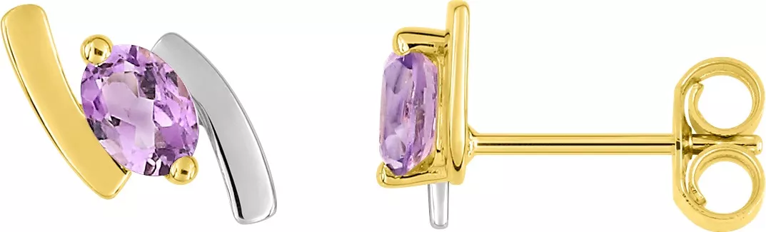 Boucles d'oreilles Clous Or Sadija Améthyste - Boucles d'oreilles en Or 375 9k - Bijoux en Vogue