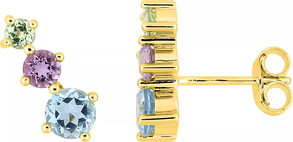 Boucles d'oreilles Clous Or Vertilie bleu Améthyste - Boucles d'oreilles en Or 375 9k - Bijoux en Vogue