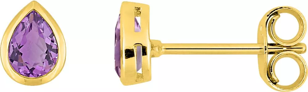 Boucles d'oreilles Clous Or Yordise Améthyste - Boucles d'oreilles en Or 375 9k - Bijoux en Vogue