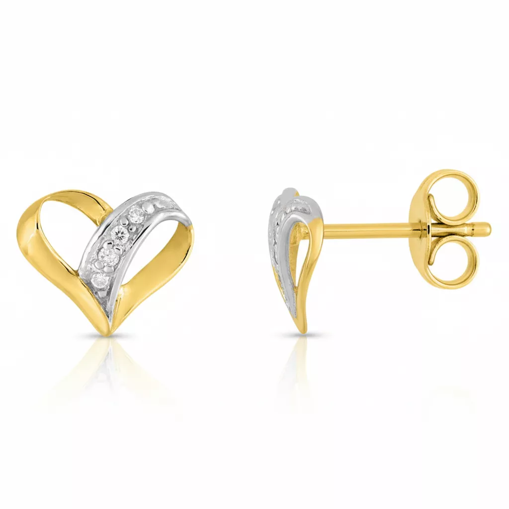 Boucles d'oreilles Clous Or Diamant Soweina Coeur - Boucles d'oreilles en Or 375 9k - Bijoux en Vogue