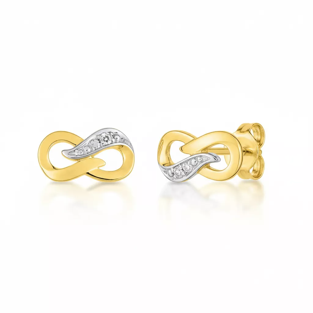 Boucles d'oreilles Clous Or Diamant Infini - Boucles d'oreilles en Or 375 9k - Bijoux en Vogue