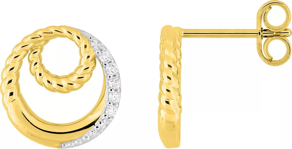 Boucles d'oreilles Clous Or Hoddie Diamant - Boucles d'oreilles en Or 375 9k - Bijoux en Vogue