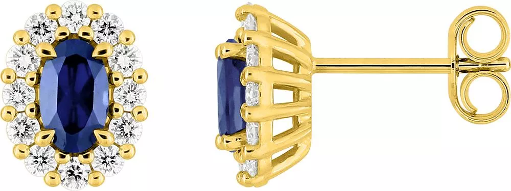 Boucles d'oreilles Clous Or Nyata Diamant Saphir - Boucles d'oreilles en Or 375 9k - Bijoux en Vogue