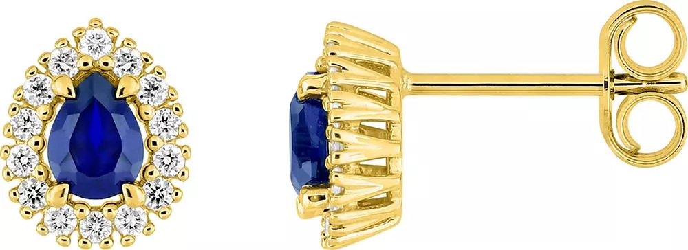 Boucles d'oreilles Clous Or Jocelita Diamant Saphir - Boucles d'oreilles en Or 375 9k - Bijoux en Vogue