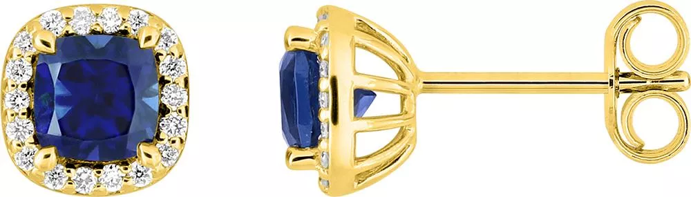 Boucles d'oreilles Clous Or Amalia Diamant Saphir - Boucles d'oreilles en Or 375 9k - Bijoux en Vogue