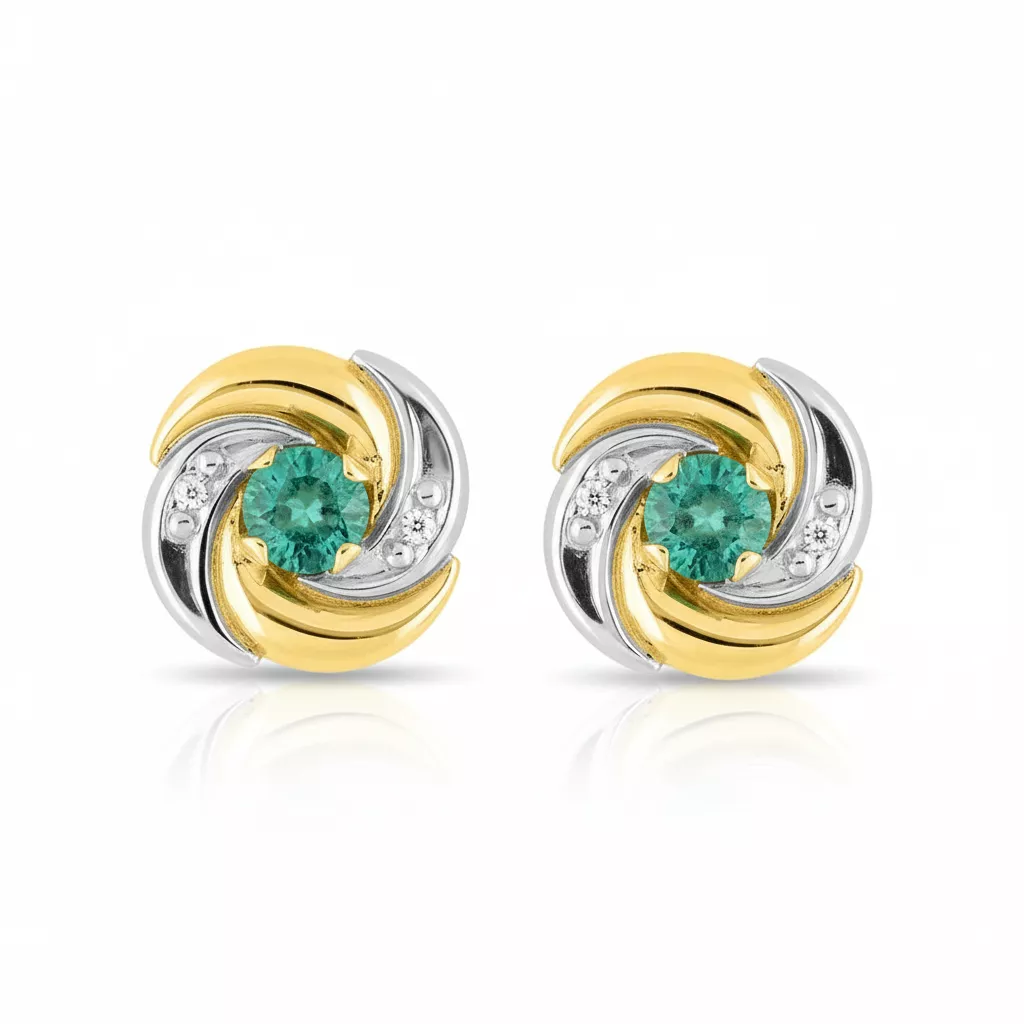 Boucles d'oreilles Clous Or Emeraude - Boucles d'oreilles en Or 375 9k - Bijoux en Vogue