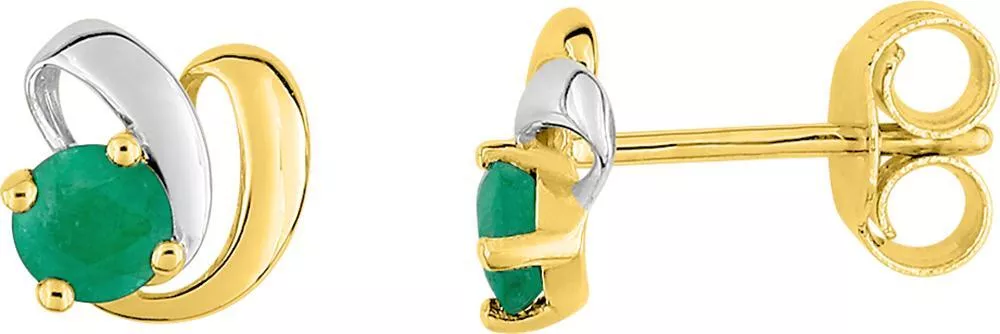 Boucles d'oreilles Clous Or Khaninovna Emeraude Coeur - Boucles d'oreilles en Or 375 9k - Bijoux en Vogue