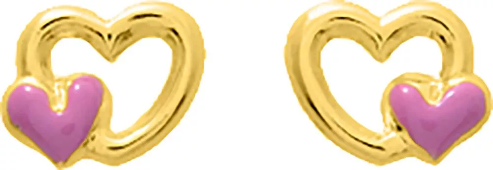 Boucles d'oreilles Clous Enfant Or Changyu Coeur - Boucles d'oreilles en Or 375 9k - Bijoux en Vogue