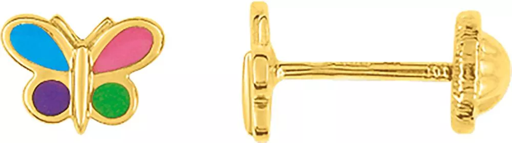 Boucles d'oreilles Clous Or Bouilde Papillon - Boucles d'oreilles en Or 375 9k - Bijoux en Vogue