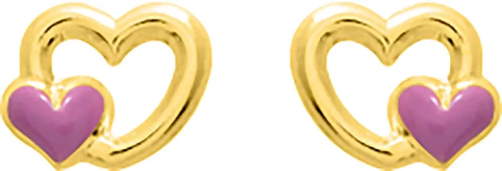 Boucles d'oreilles Clous Or Osana Coeur - Boucles d'oreilles en Or 375 9k - Bijoux en Vogue