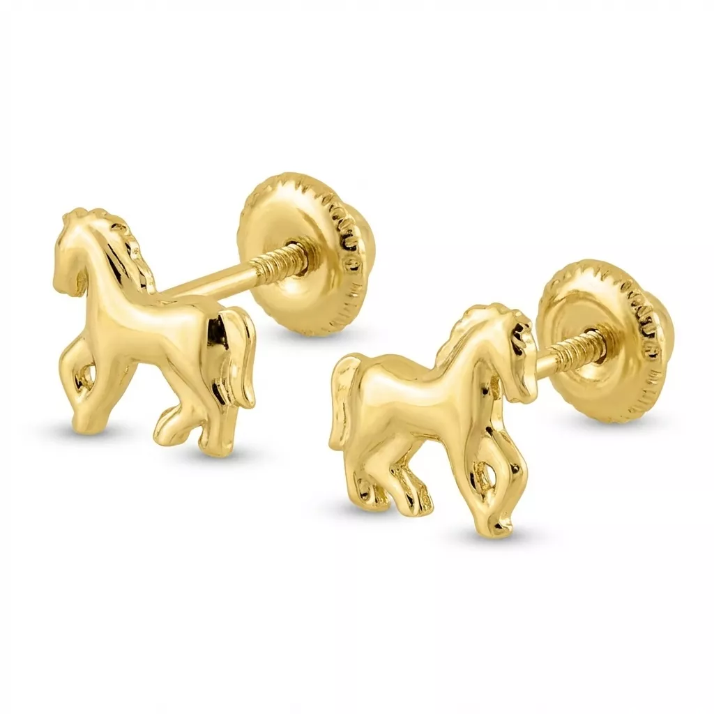 Boucles d'oreilles Clous Or Synndra Cheval - Boucles d'oreilles en Or 375 9k - Bijoux en Vogue