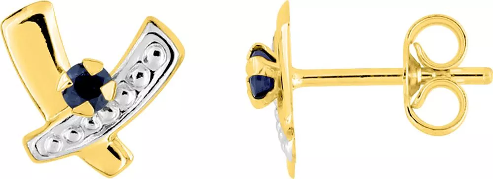 Boucles d'oreilles Clous Or Sarasa Saphir - Boucles d'oreilles en Or 375 9k - Bijoux en Vogue