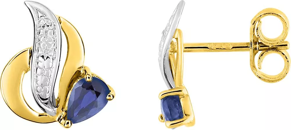 Boucles d'oreilles Clous Or Wahmia Saphir - Boucles d'oreilles en Or 375 9k - Bijoux en Vogue