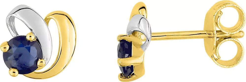 Boucles d'oreilles Clous Or Saphir Clausine Coeur - Boucles d'oreilles en Or 375 9k - Bijoux en Vogue