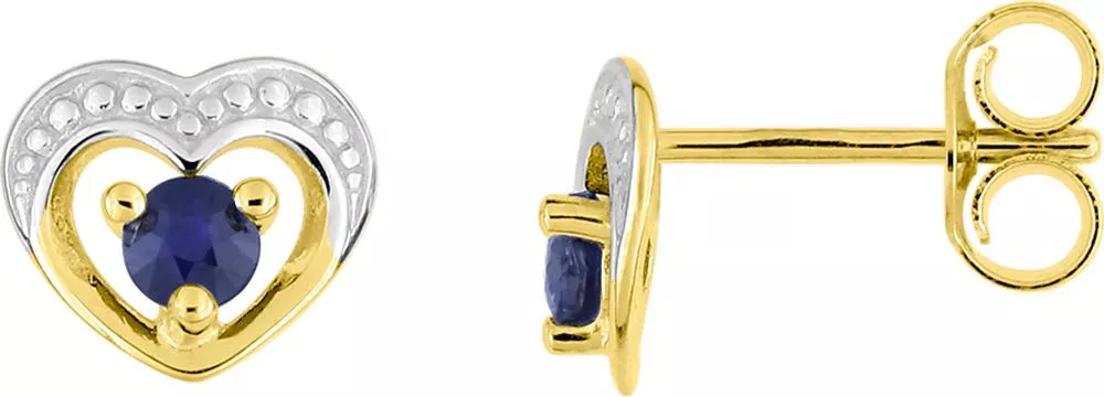 Boucles d'oreilles Clous Or Claressa Saphir Coeur - Boucles d'oreilles en Or 375 9k - Bijoux en Vogue