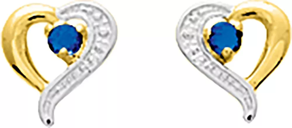 Boucles d'oreilles Clous Or Baseka Saphir Coeur - Boucles d'oreilles en Or 375 9k - Bijoux en Vogue