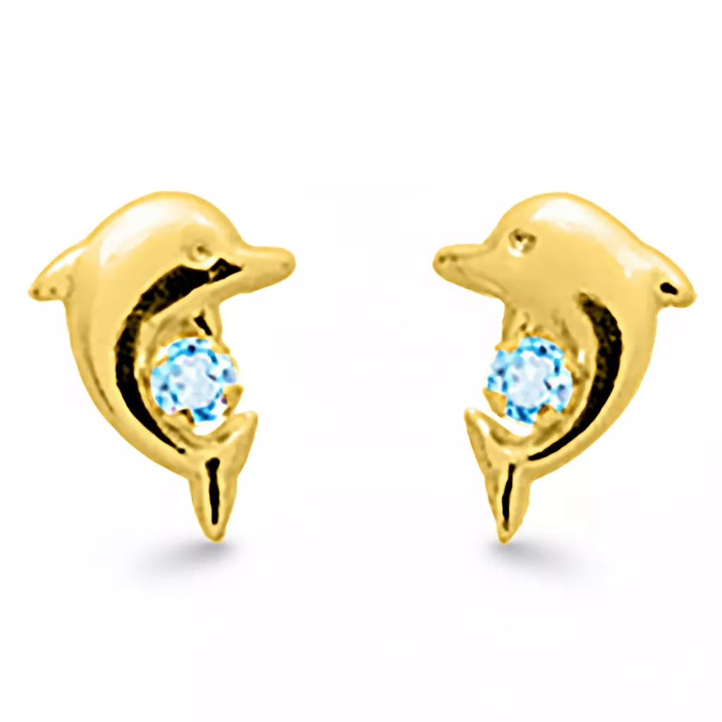 Boucles d'oreilles Clous Or bleu Topaze Oulpia Dauphin - Boucles d'oreilles en Or 375 9k - Bijoux en Vogue