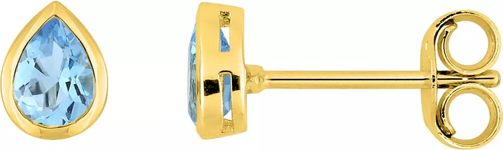 Boucles d'oreilles Clous Or Omeima bleu Topaze - Boucles d'oreilles en Or 375 9k - Bijoux en Vogue