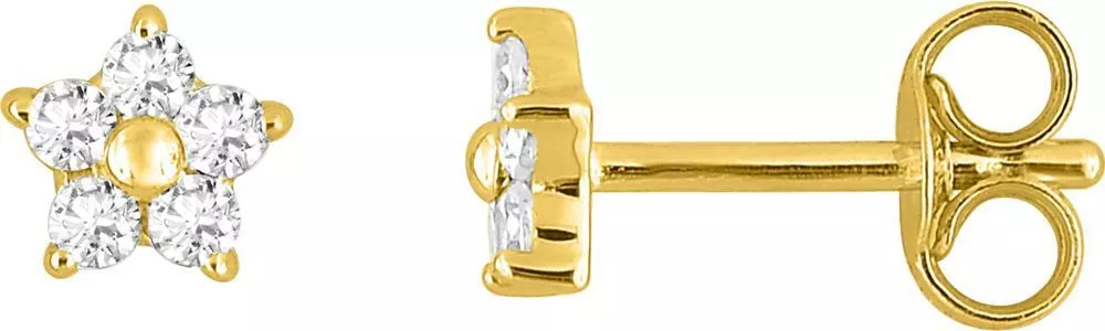 Boucles d'oreilles Clous Or Ercoline Zirconium Étoile - Boucles d'oreilles en Or 375 9k - Bijoux en Vogue