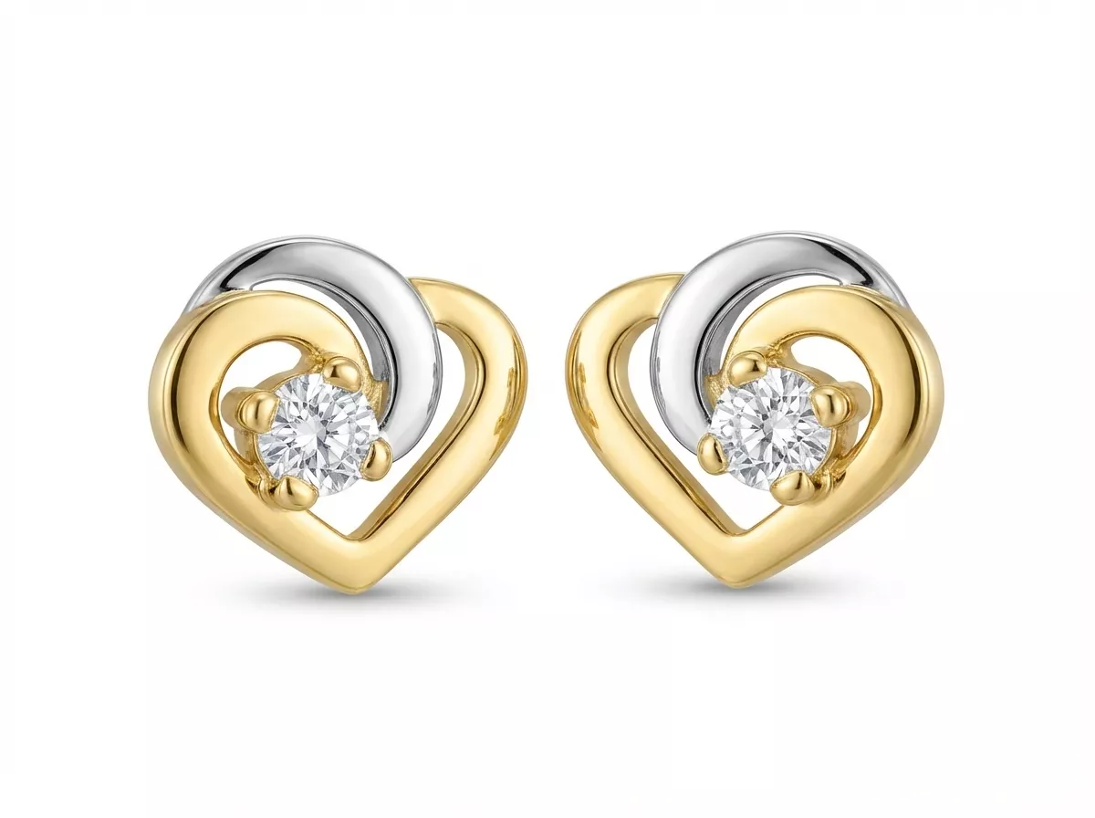 Boucles d'oreilles Clous Or Zirconium Ezylda Coeur - Boucles d'oreilles en Or 375 9k - Bijoux en Vogue