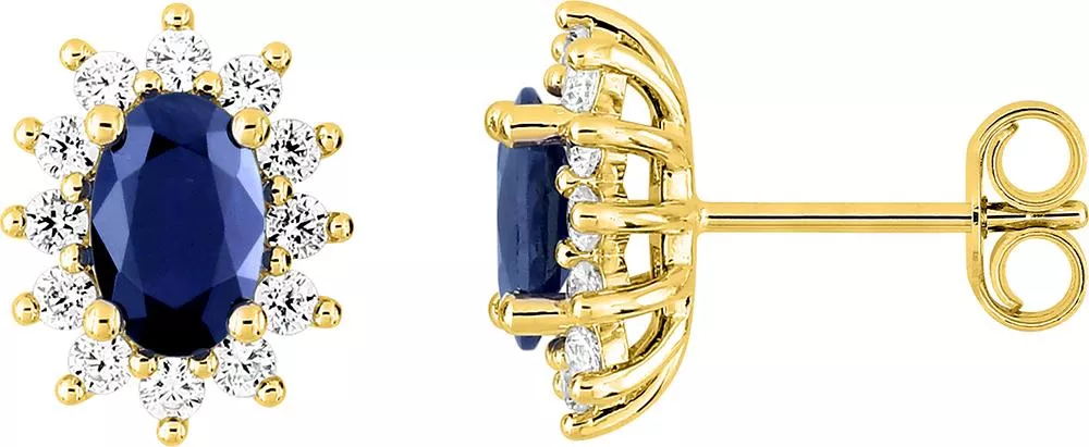 Boucles d'oreilles Clous Or Kaoutara Zirconium Saphir - Boucles d'oreilles en Or 375 9k