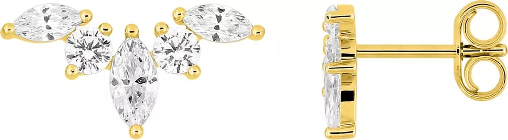 Boucles d'oreilles Clous Or Tehmine Zirconium - Boucles d'oreilles en Or 375 9k - Bijoux en Vogue