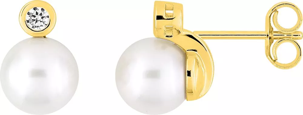 Boucles d'oreilles Clous Or Zirconium Hafidda Perles de culture d'eau douce - Boucles d'oreilles en Or 375 9k