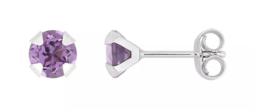 Boucles d'oreilles Clous Or Blanc Aravnie Améthyste - Boucles d'oreilles en Or 750 18k - Bijoux en Vogue